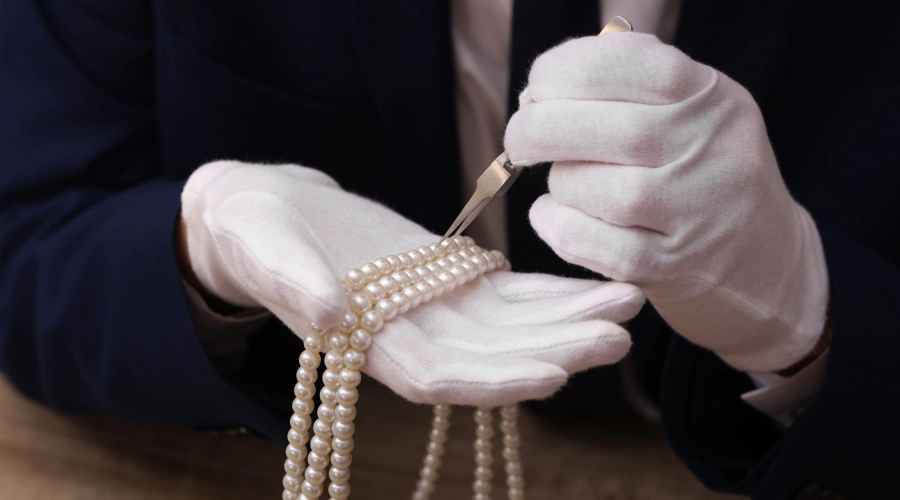 jewelry appraiser evaluating a piece